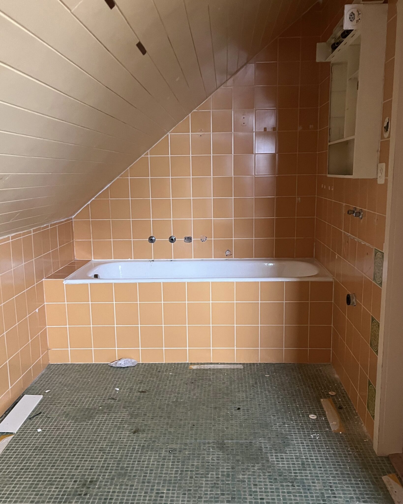 Villa à Froideville, salle de bain sous les combles avant rénovation
